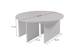 Nordure Mesa de Café Blanca de Madera Ø90x41cm 18mm Tablero de Partículas Melamina